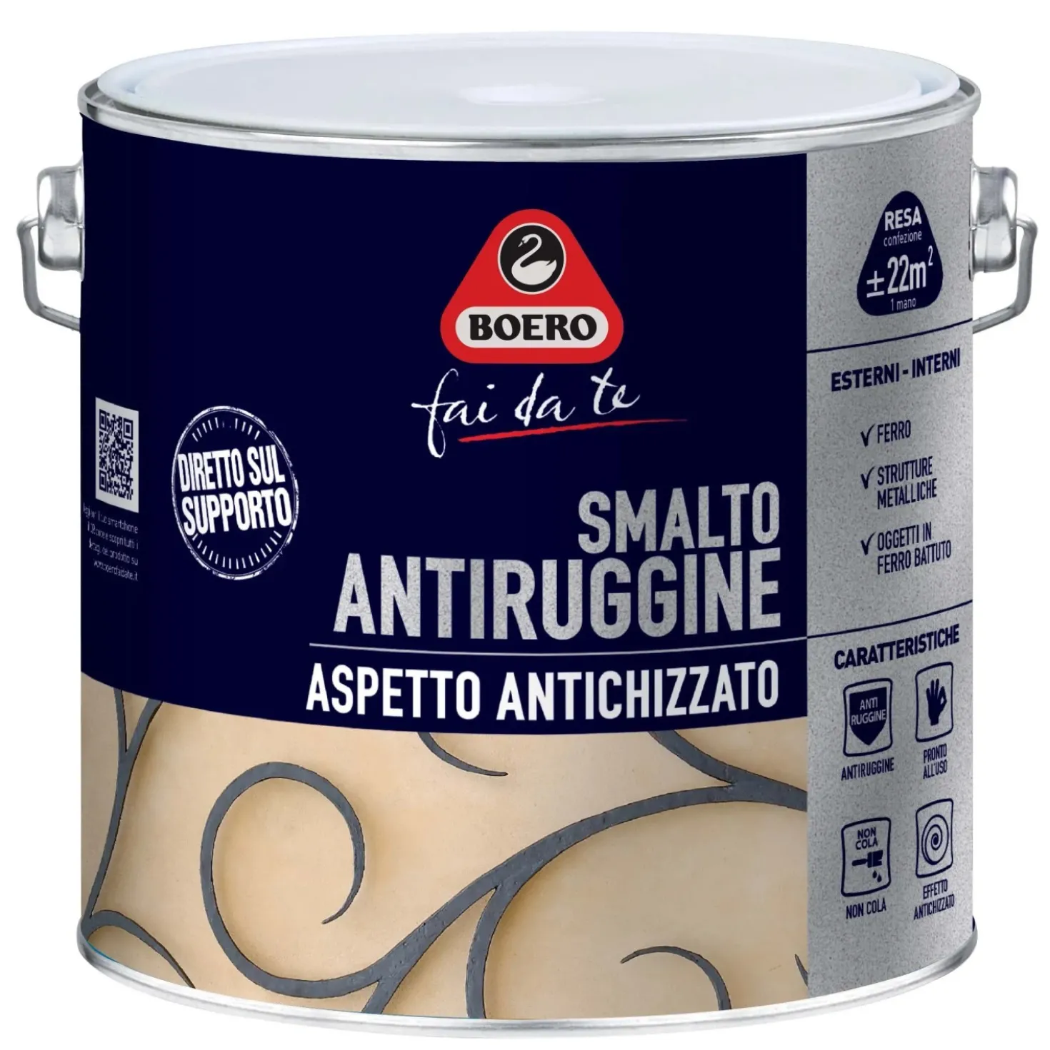 Smalto antiruggine antichizzato grigio chiaro grana grossa 2 l Boero