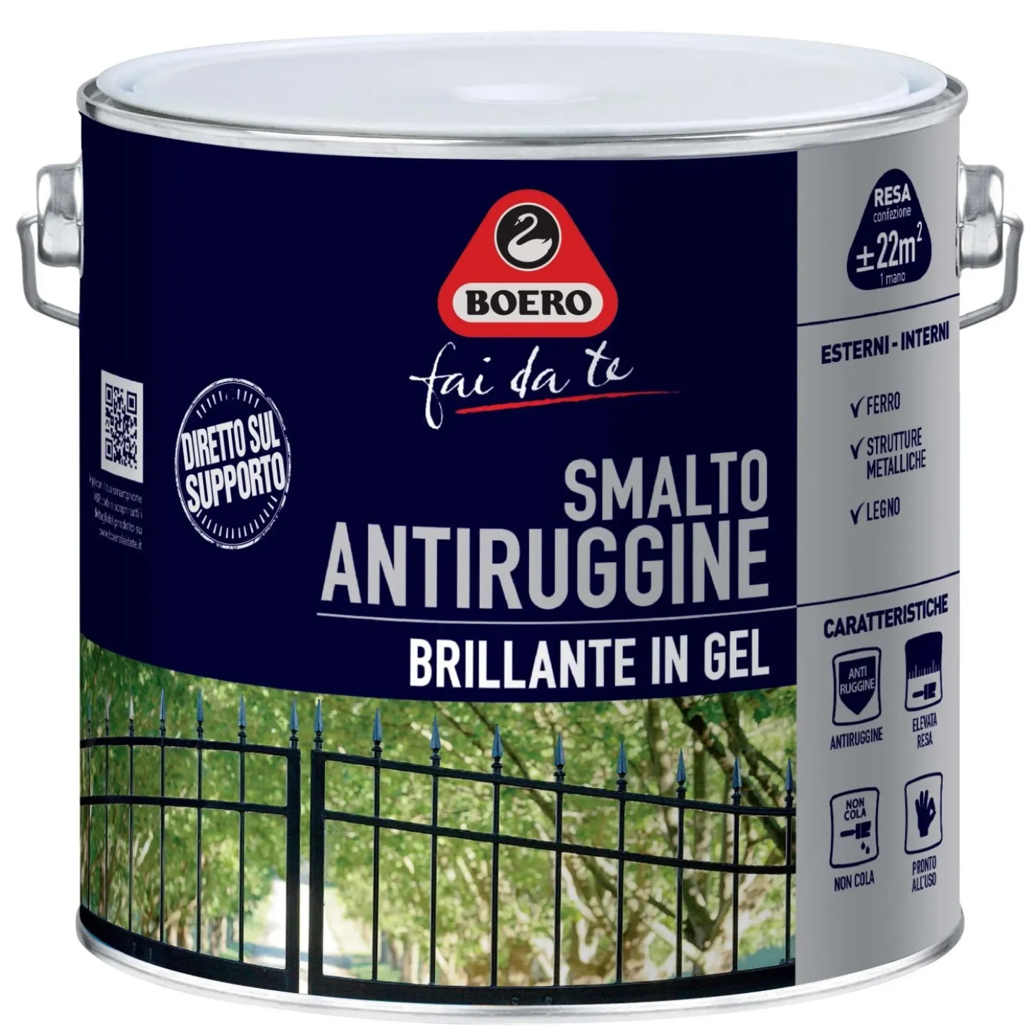 Smalto antiruggine brillante grigio scuro 2 l Boero