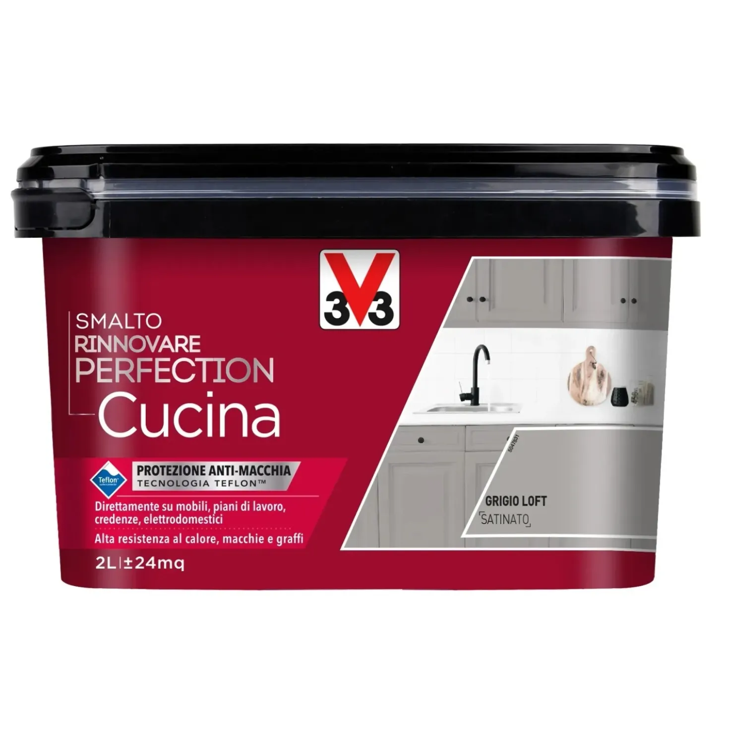 Smalto multimateriale per cucina Rinnovare Perfection Grigio Loft Satinato 2 lt