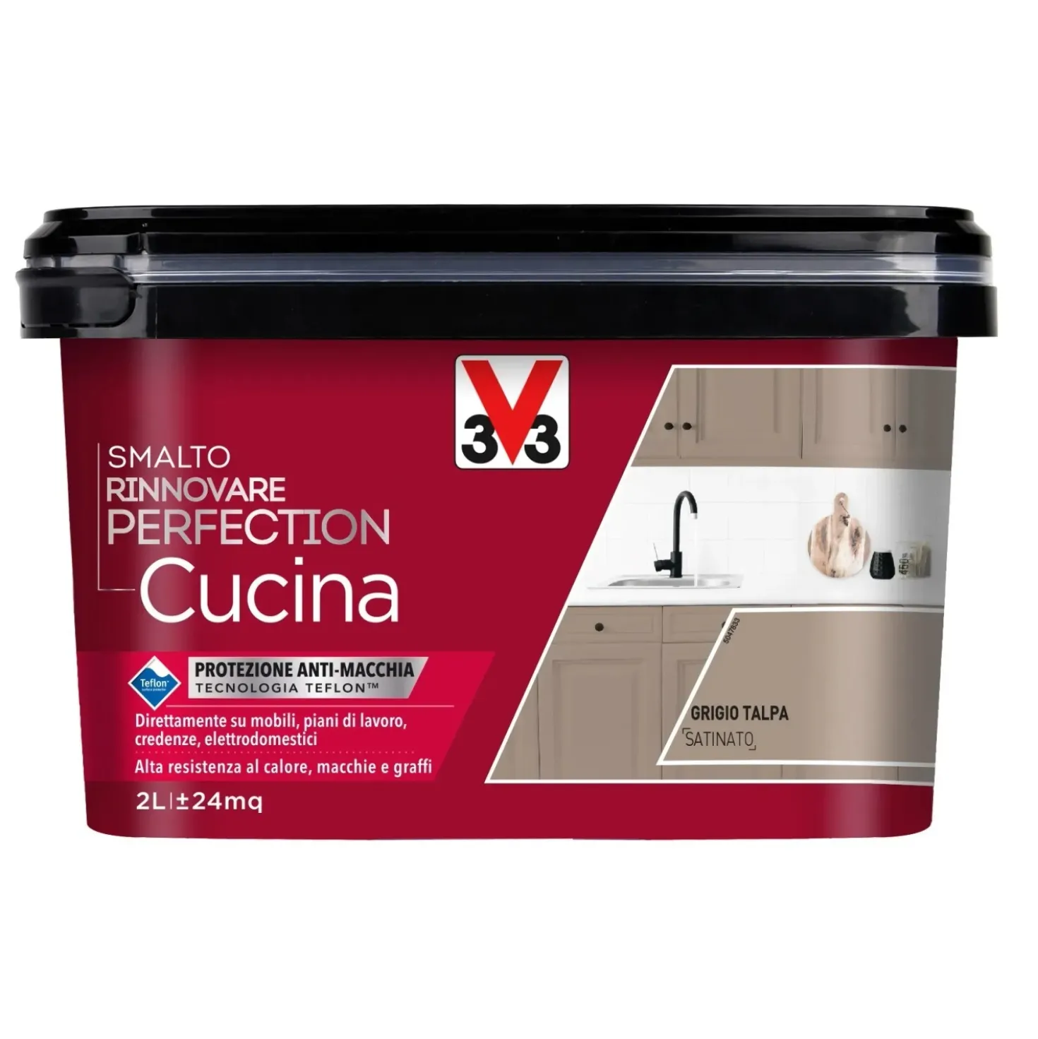 Smalto multimateriale per cucina Rinnovare Perfection Grigio Talpa Satinato 2 lt