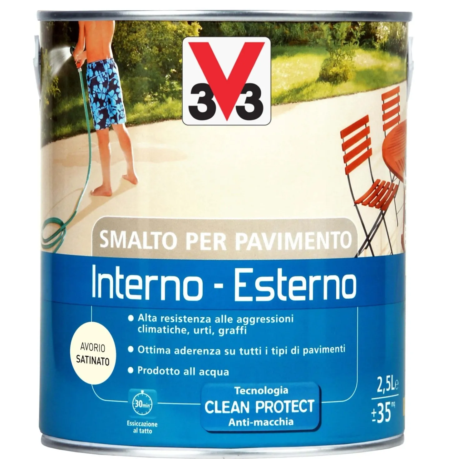 Smalto per Pavimenti Interno/Esterno all`acqua Avorio 2,5 l