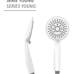 Soffione doccia Wenko Young 5 tipi di getto in ABS bianco