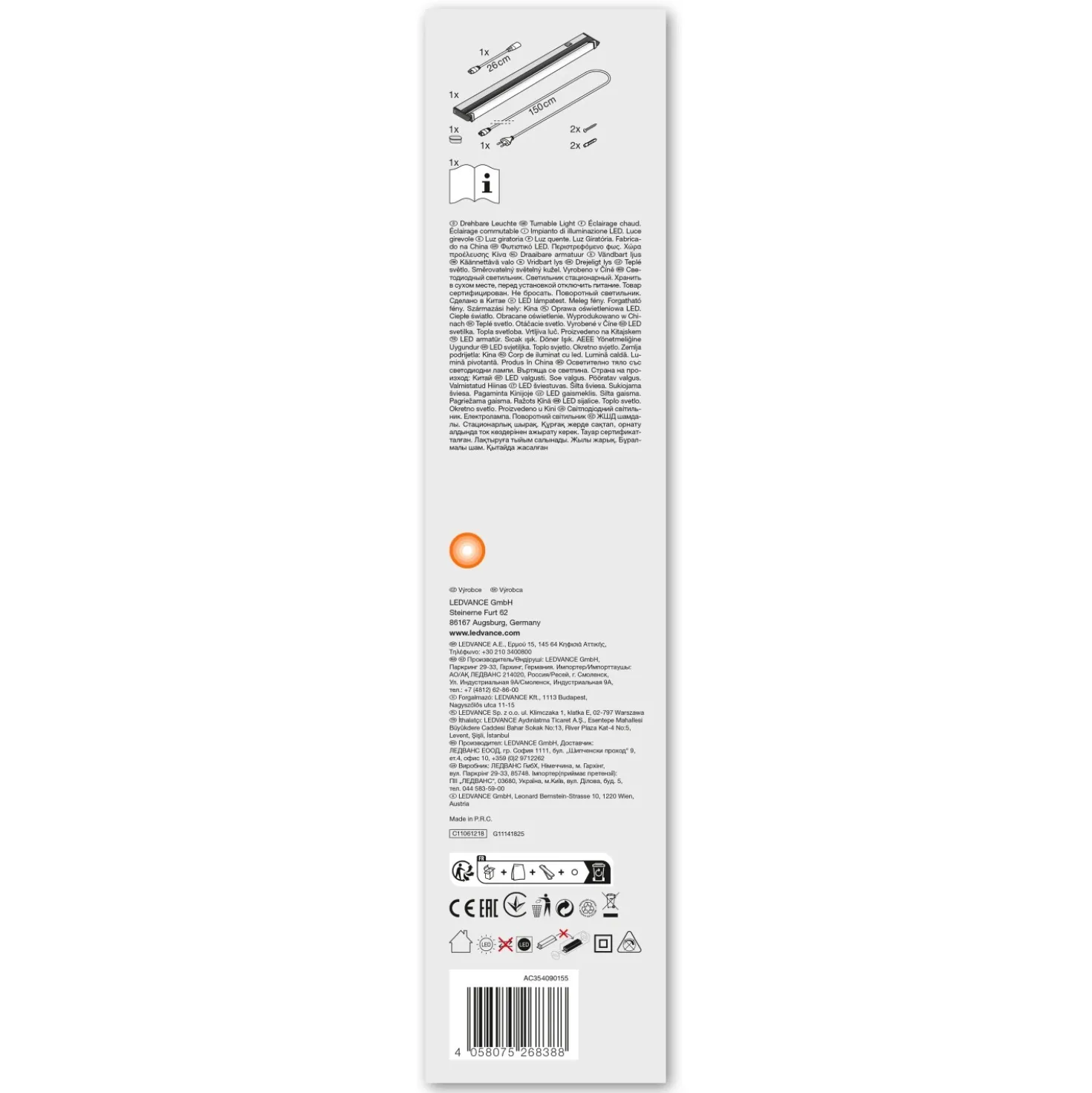 Sottopensile LED cucina Ledvance Linear Turn orientabile 6 W 650 lm 3000 K