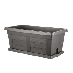Sottovaso in plastica effetto legno antracite 94x36x5,5 cm