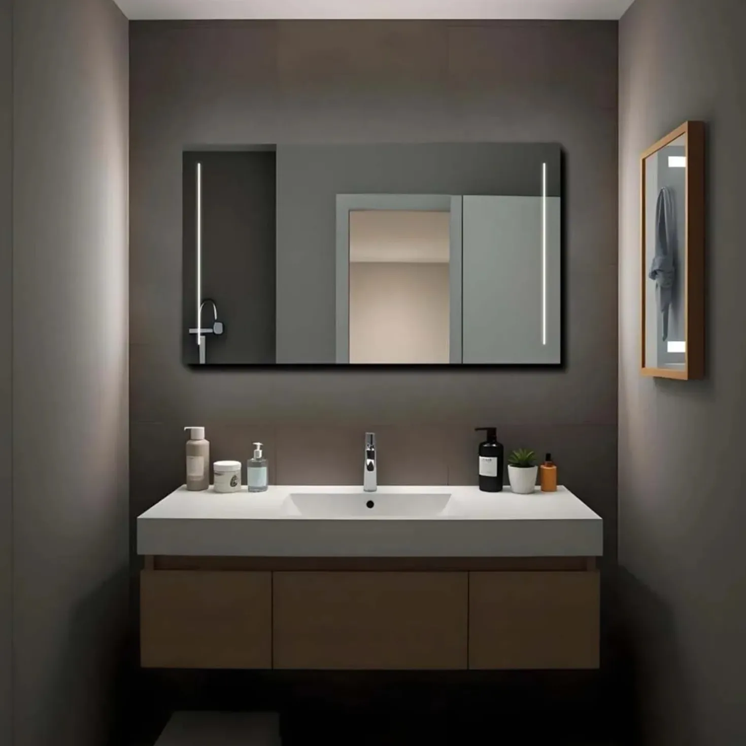 Specchio con 2 fasce retroilluminate XLED DOUBLE 100x70 cm