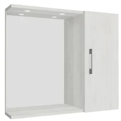 Specchio con armadietto a destra 66x58 cm bianco venato Clivia