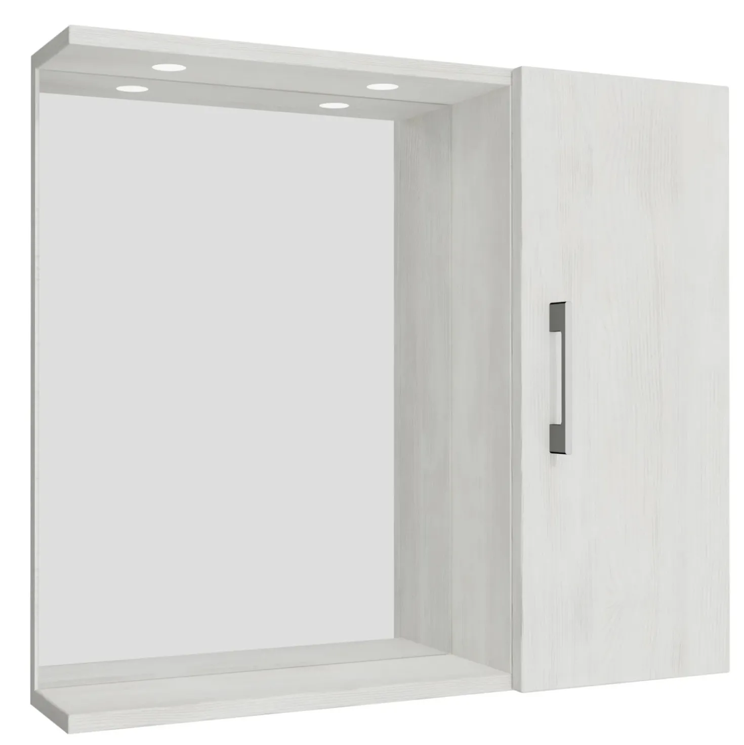 Specchio con armadietto a destra 66x58 cm bianco venato Clivia