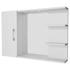 Specchio con armadietto e mensole 83x58 cm bianco Clivia