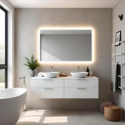 Specchio con cornice satinata 1,5 cm retroilluminata LED MIRA 90x60 cm