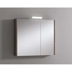 Specchio contenit. 2 ante con lampada rovere scuro 80x70x15,5 cm