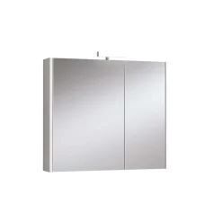 Specchio contenitore 2 ante con lampada bianco 80x70x15,5 cm