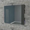 Specchio contenitore bagno a 2 ante e mensole unilaterali 680x800x150 cm olmo sc