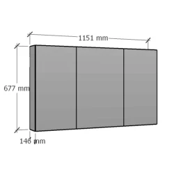 Specchio contenitore con tre ante bagno 115x68 cm grigio silver Clivia