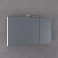 Specchio contenitore con tre ante bagno 115x68 cm grigio silver Clivia
