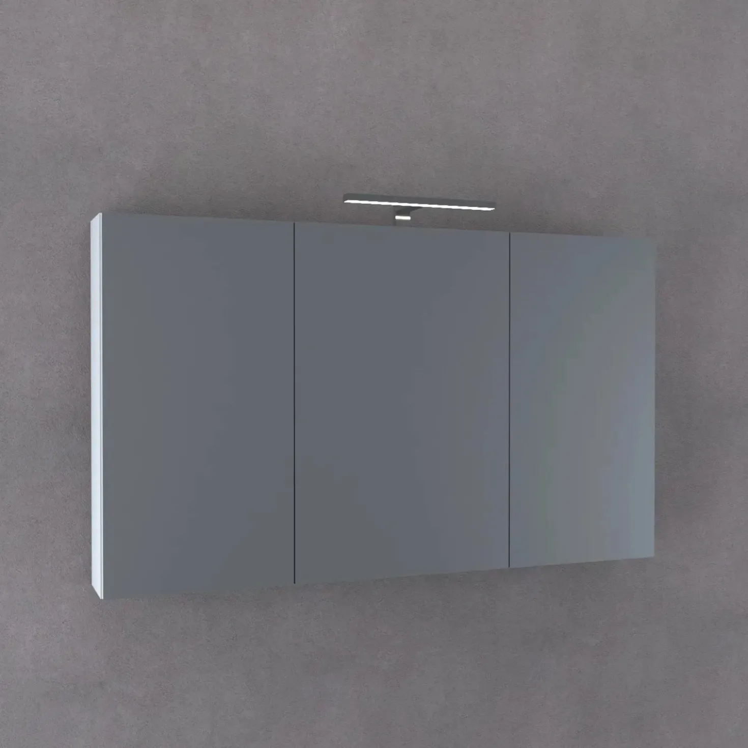 Specchio contenitore con tre ante bagno 115x68 cm grigio silver Clivia