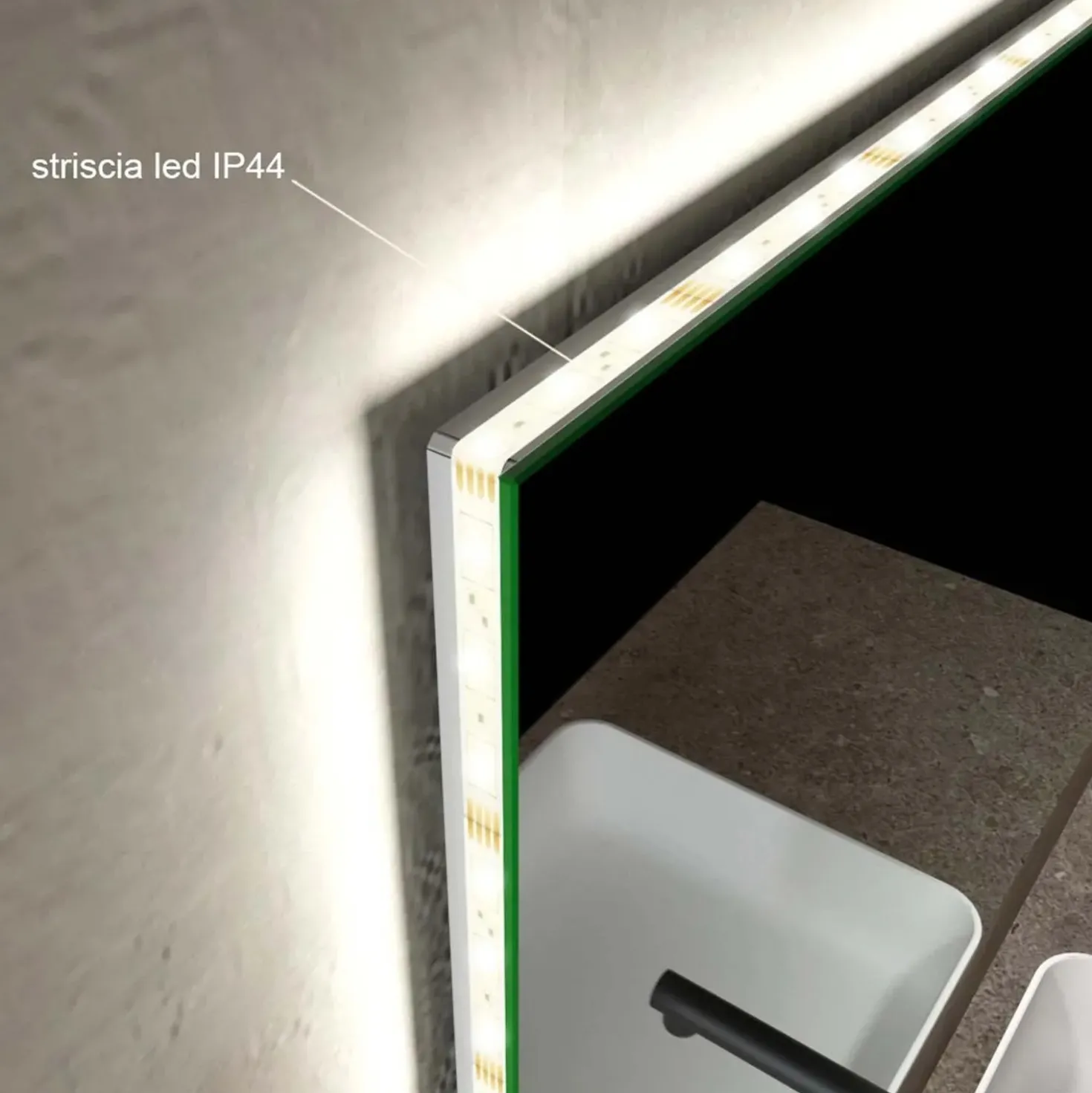 Specchio da bagno con illuminazione integrata rettangolare 100x70x2.5 cm