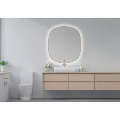 Specchio da bagno Nora Gold LED 70x78 cm