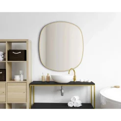 Specchio da bagno Nora Gold LED 70x78 cm