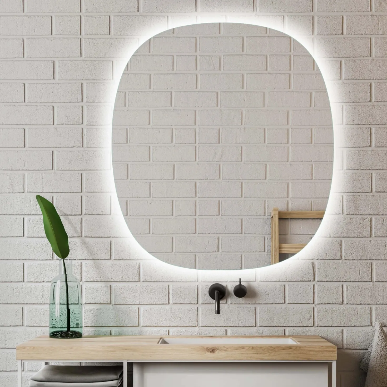 Specchio da bagno Nora LED 70x78 cm