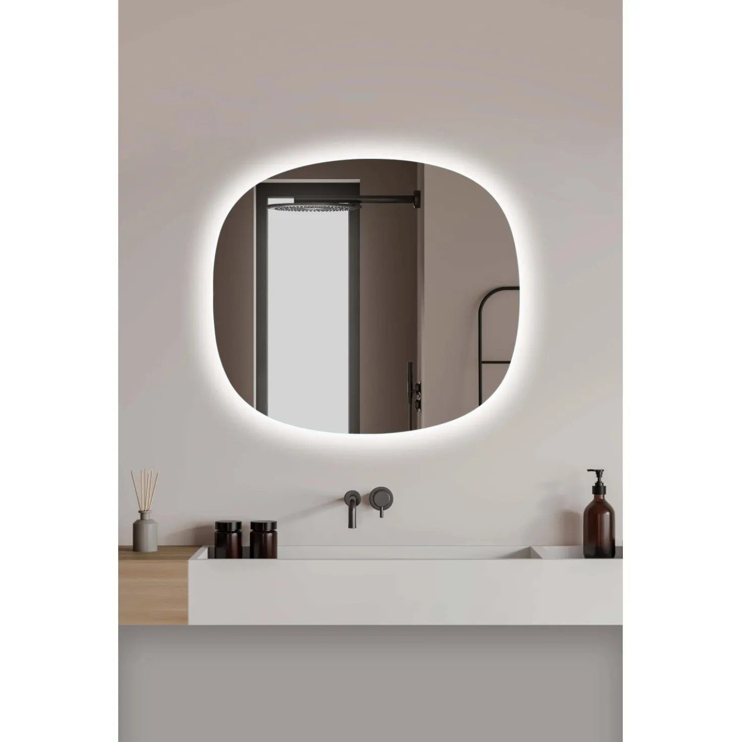 Specchio da bagno Nora LED 70x78 cm