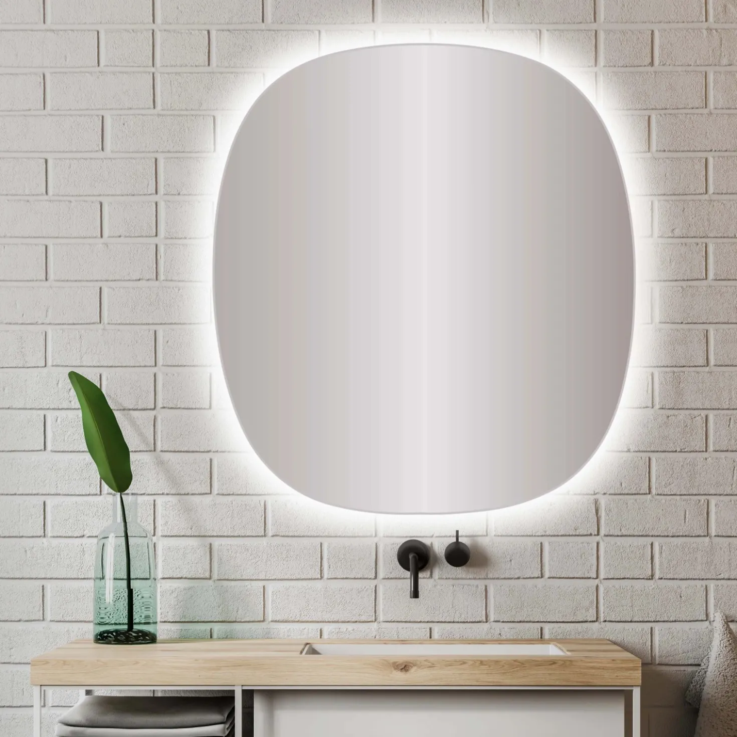 Specchio da bagno Nora LED 70x78 cm