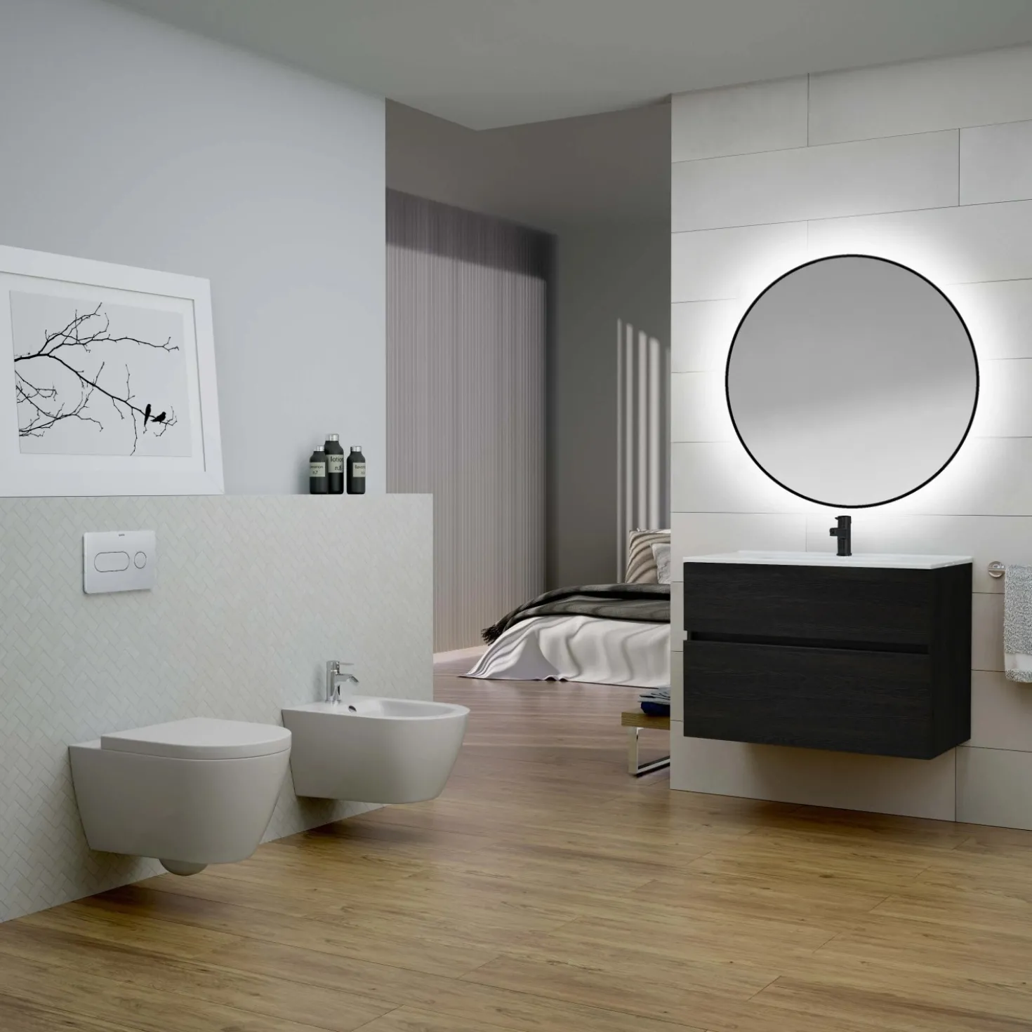 Specchio da bagno Sharon Round Black Ø 80 cm nero