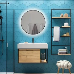 Specchio da bagno Sharon Round Black Ø 80 cm nero