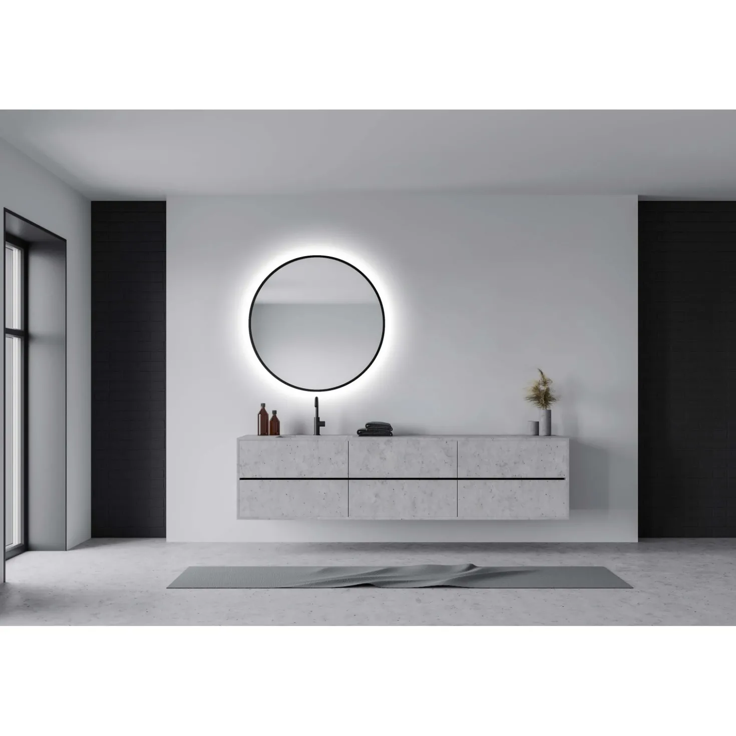 Specchio da bagno Sharon Round Black Ø 80 cm nero