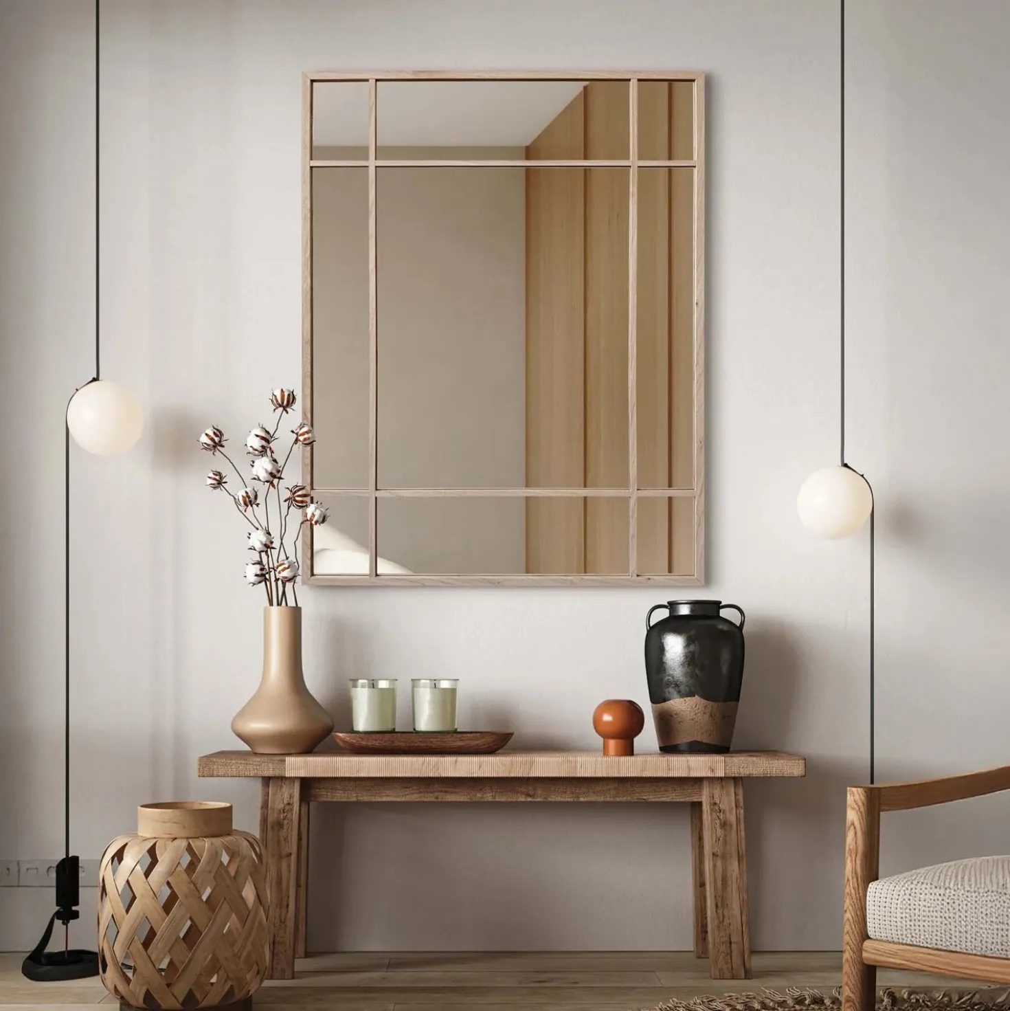 Specchio da parete Loft Jimmy 69x95 cm rovere