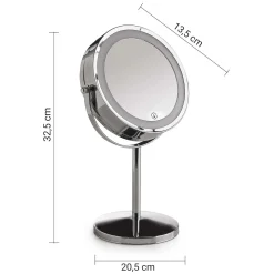 Specchio ingranditore Gemma 5x bifacciale con LED cromo