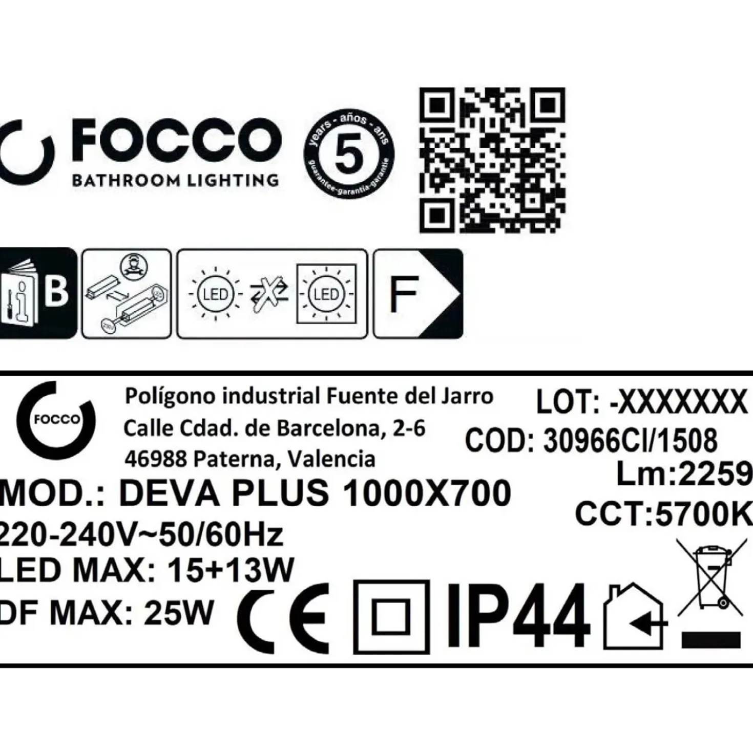 Specchio Led per Bagno Deva Plus 100x70 cm