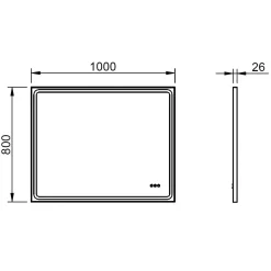 Specchio Led per Bagno Mia Dimmerabile 100x80 cm nero