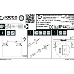 Specchio Led per Bagno Mia Dimmerabile 100x80 cm nero