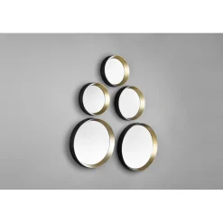 Specchio Lia Ø 25/23/18/15 cm nero-oro 5 pz
