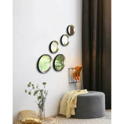 Specchio Lia Ø 25/23/18/15 cm nero-oro 5 pz