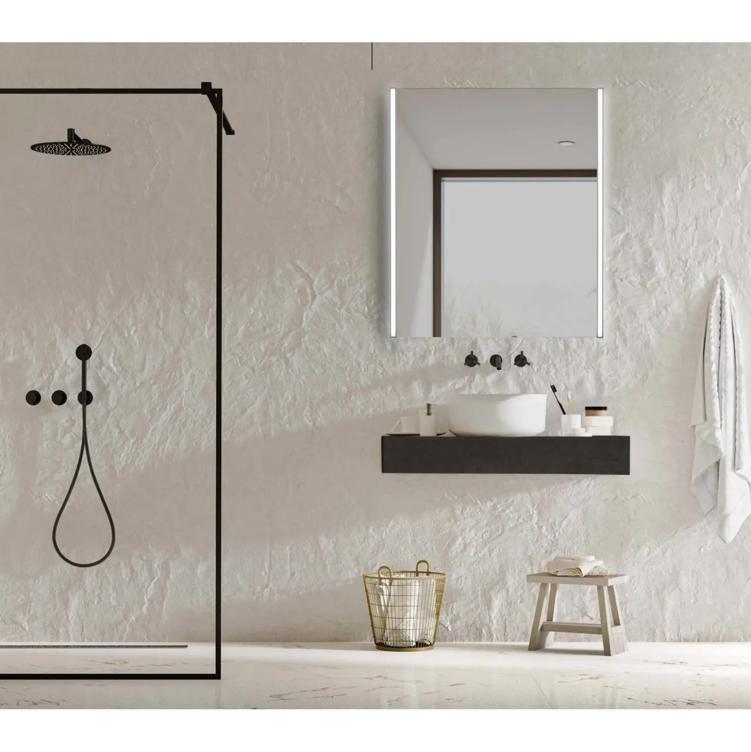 Specchio per bagno Megan nero 60x80 cm