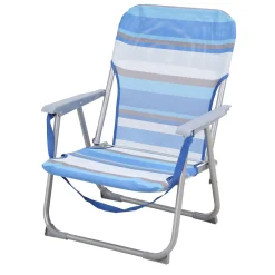 Spiaggina da mare pieghevole con braccioli in acciaio e Textilen blu