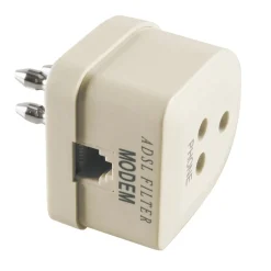 Spina-presa a 3 poli e presa "Plug" 6/2 poli con filtro ADSL avorio