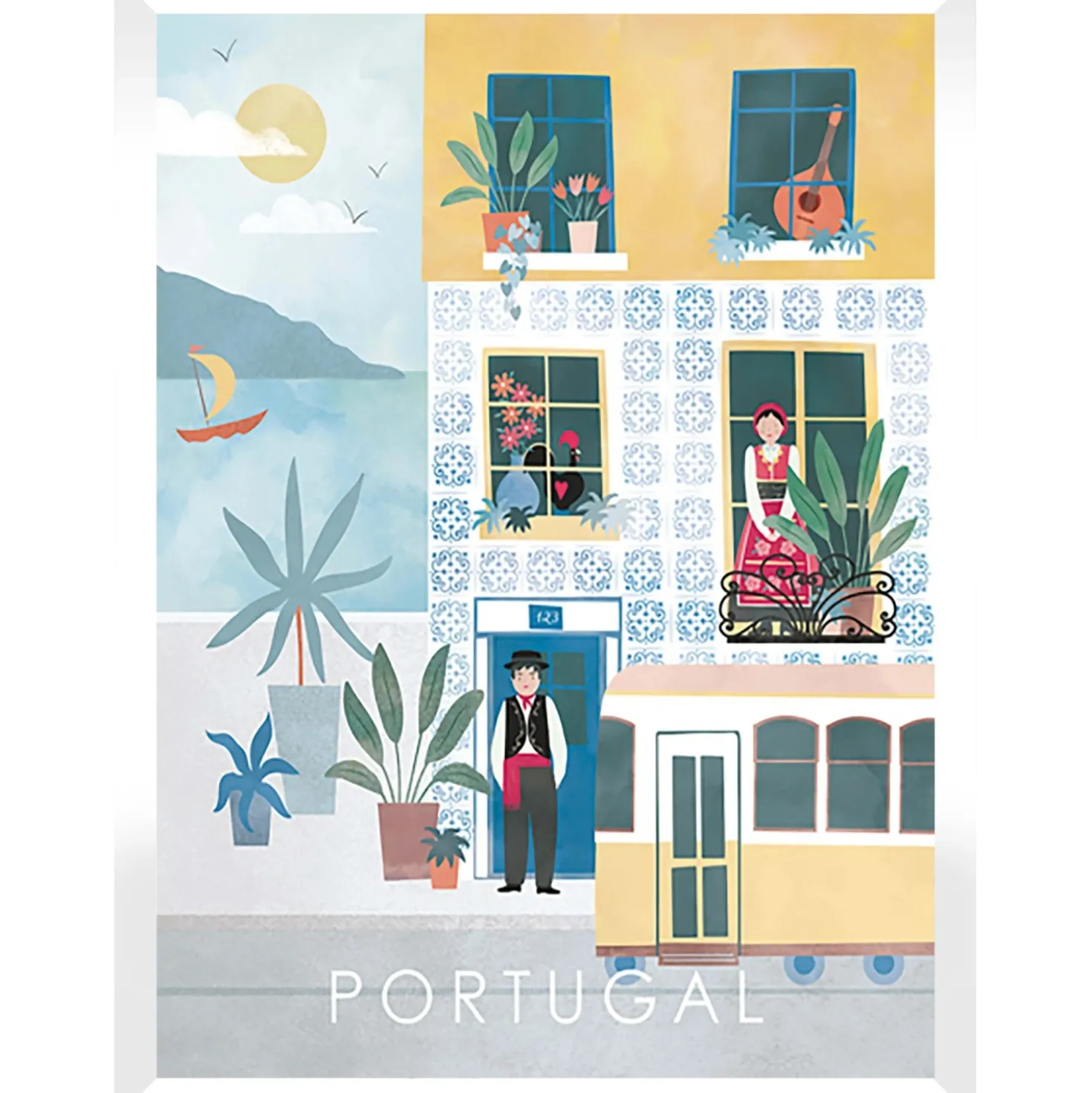 Stampa con cornice Portugal bianco 30x40 cm