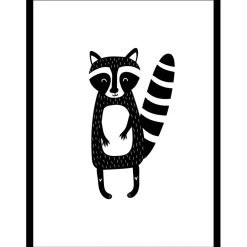 Stampa con cornice Racoon nero 30x40 cm