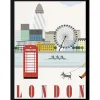Stampa incorniciata disegno di Londra 30x40 cm