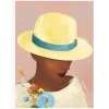 Stampa incorniciata donna con cappello giallo 30 x 40 cm