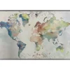 Stampa incorniciata mappa multicolore acquerello 40x60 cm