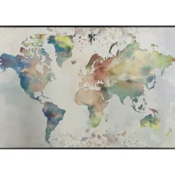 Stampa incorniciata mappa multicolore acquerello 40x60 cm