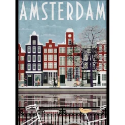 Stampa incorniciata riproduzione Amsterdam 50x70 cm