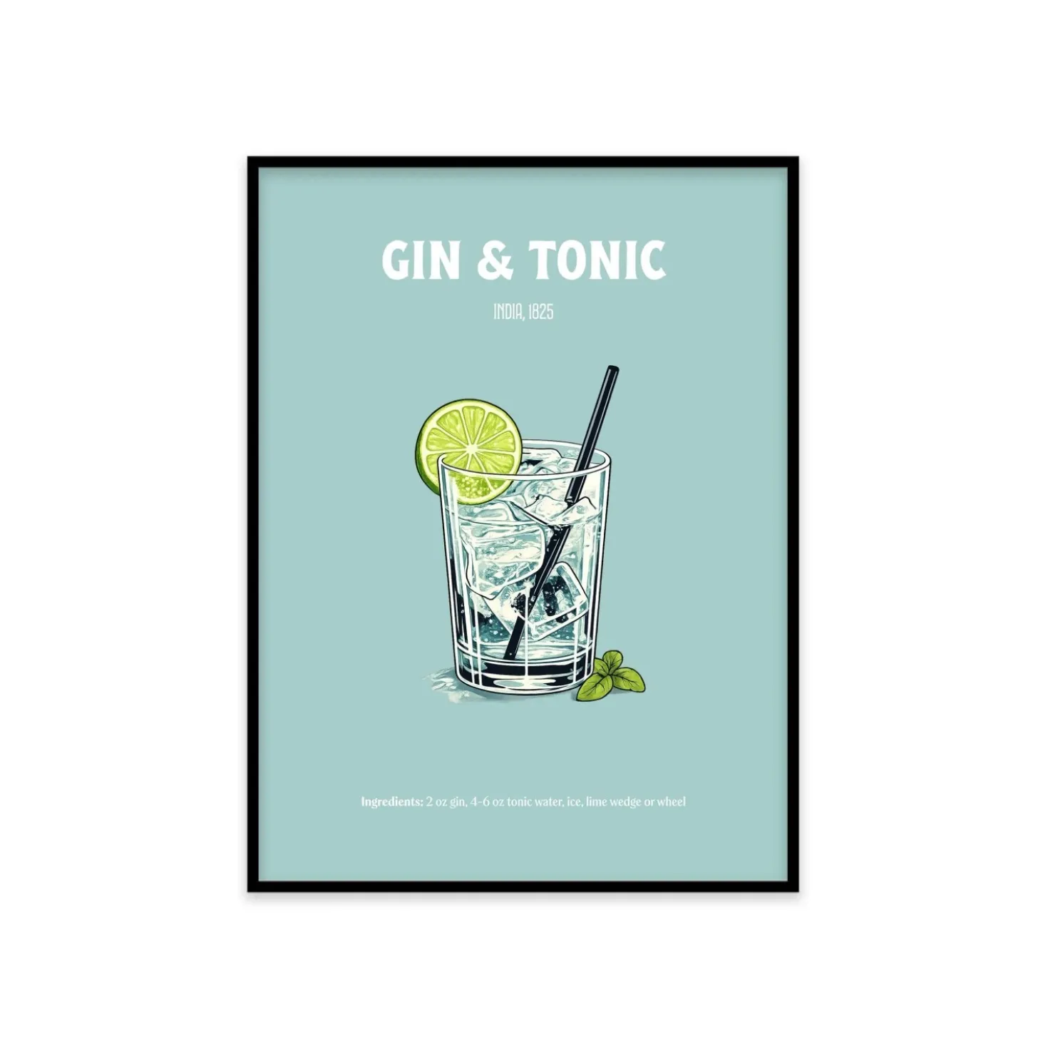 Stampa incorniciata 30x40 cm gin tonic