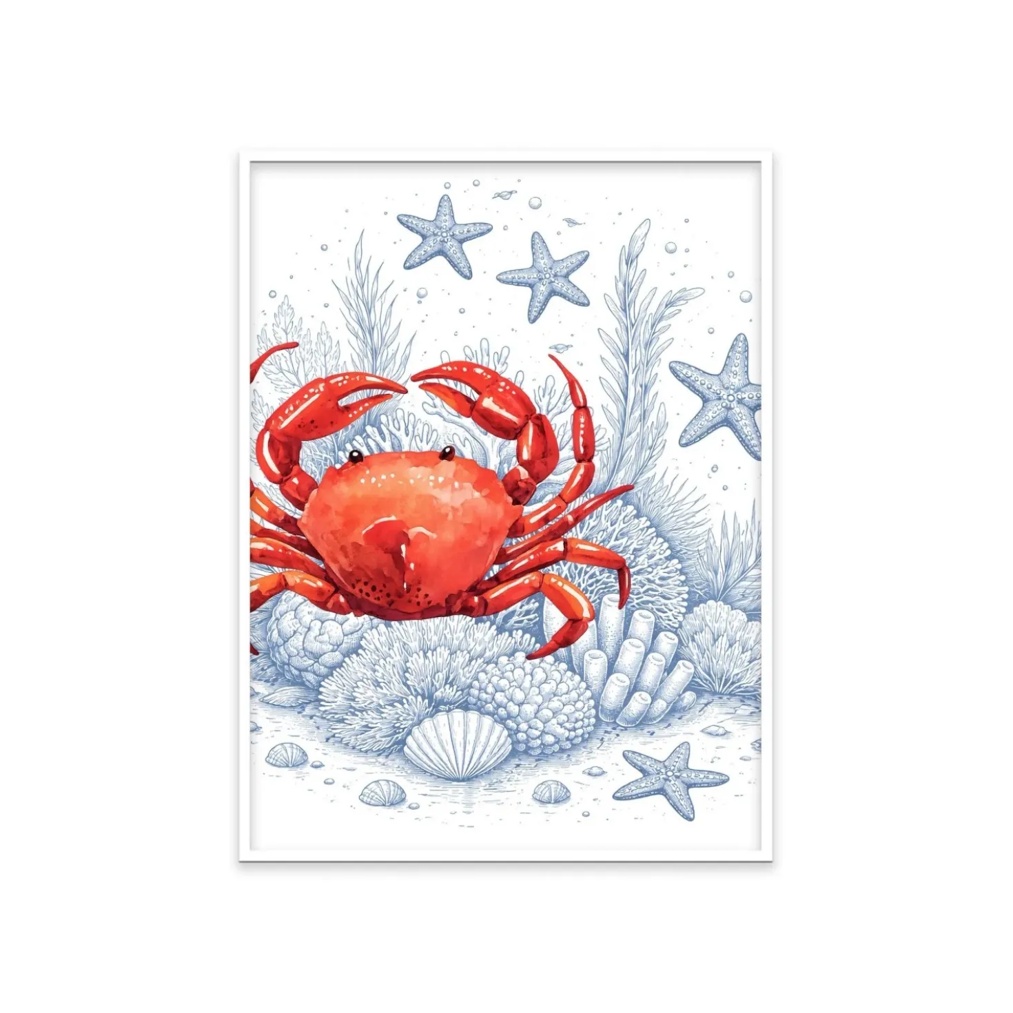 Stampa incorniciata 30x40 cm red&blue crab