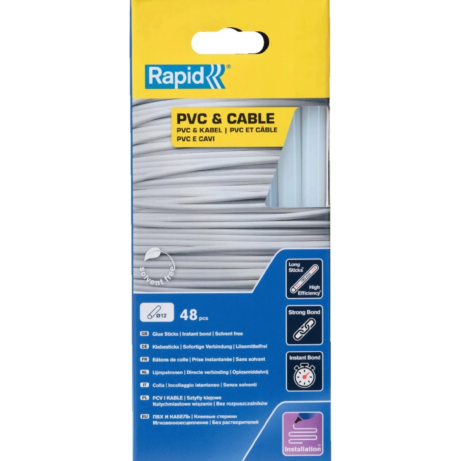 Stick di Colla Rapid per PVC e Cavo da 12 mm Bianco