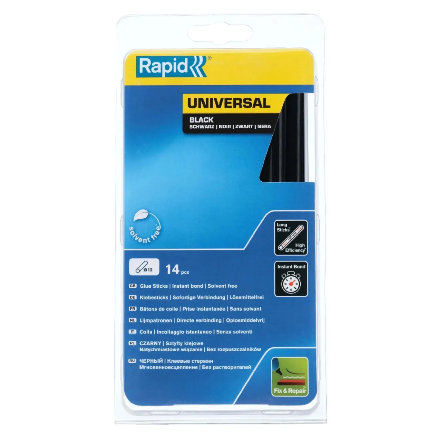 Stick di Colla Rapid Universale da 12 mm Nero