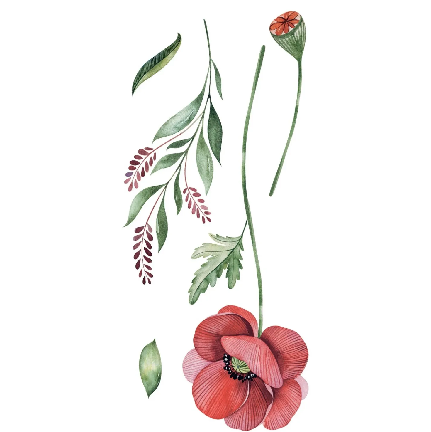 Sticker autoadesivo 2fg 15x31 cm poppies
